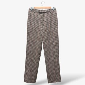 Ines De La Fressange UNIQLO Plaid Wool Blend Straight Leg Trouser Size 6 Tweed